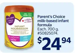 Walmart Parent's Choice milk-based infant formula offer