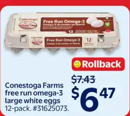 Walmart Conestoga Farms free run omega-3 large white eggs offer