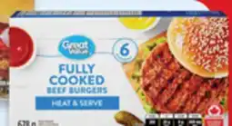 Walmart Great Value beef fully cooked burgers offer