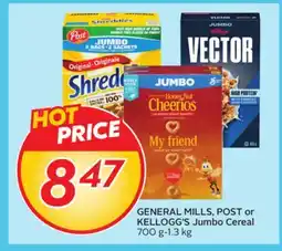 Sobeys GENERAL MILLS, POST or KELLOGG'S Jumbo Cereal offer