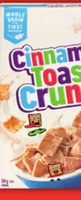 Food Basics GENERAL MILLS HONEY NUT CHEERIOS CEREAL OR CINNAMON TOAST CRUNCH offer