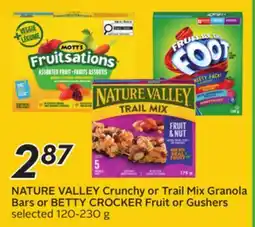 Sobeys NATURE VALLEY Crunchy or Trail Mix Granola Bars or BETTY CROCKER Fruit or Gushers offer
