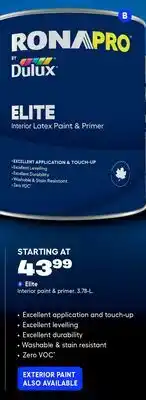 RONA Elite Interior paint & primer offer