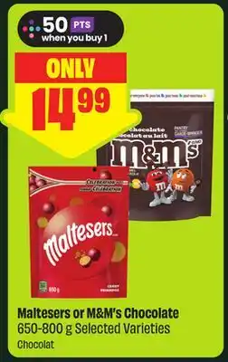 FreshCo Maltesers or M&M's Chocolate 650-800 g Selected Varieties offer