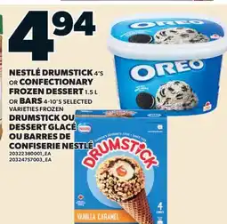 Valu-mart DRUMSTICK, 4'S OU DESSERT GLACÉ, 1.5 L OU BARRES, 4-10'S DE CONFISERIE NESTLÉ offer