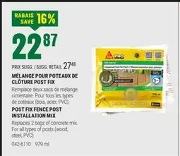 BMR MÉLANGE POUR POTEAUX DE CLÔTURE POST FIX offer