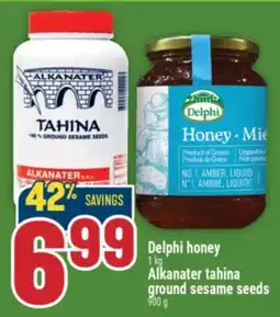 Marché Adonis Delphi honey 1 kg, Alkanater tahina ground sesame seeds 900 g offer