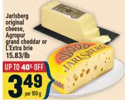 Marché Adonis Jarlsberg original cheese, Agropur grand cheddar or L'Extra brie offer