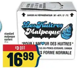 Marché Adonis standard malpeque oysters offer