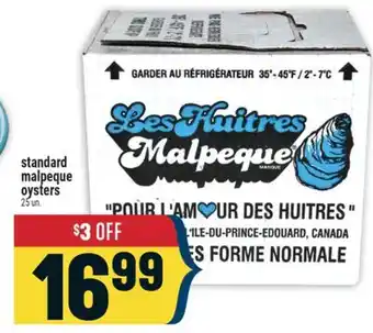 Marché Adonis standard malpeque oysters offer