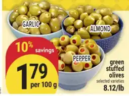 Marché Adonis green stuffed olives offer
