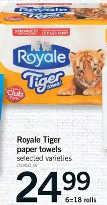 Fortinos ROYALE TIGER PAPER TOWELS, 6=18 ROLLS offer