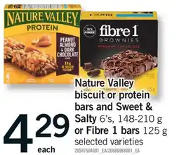 Fortinos NATURE VALLEY BISCUIT OR PROTEIN BARS AND SWEET & SALTY 6'S, 148-210 G OR FIBRE 1 BARS 125 G offer