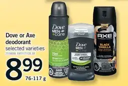 Fortinos DOVE OR AXE DEODORANT offer