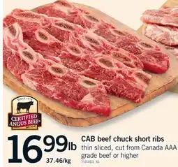 Fortinos CAB BEEF CHUCK SHORT RIBS offer