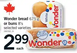 Fortinos WONDER BREAD 675 G OR BUNS 8'S offer