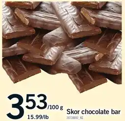 Fortinos SKOR CHOCOLATE BAR, 15.99/LB offer