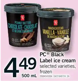 Fortinos PC BLACK LABEL ICE CREAM offer
