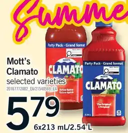 Fortinos MOTT'S CLAMATO, 6X213 ML/2.54 L offer