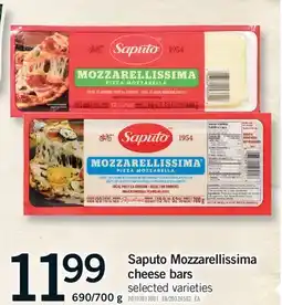 Fortinos SAPUTO MOZZARELLA CHEESE BARS, 690/700 g offer
