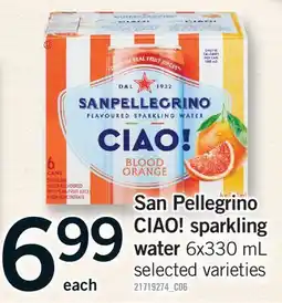 Fortinos SAN PELLEGRINO CIAO! SPARKLING WATER offer