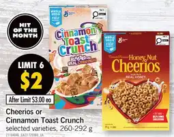 Fortinos CHEERIOS OR CINNAMON TOAST CRUNCH offer