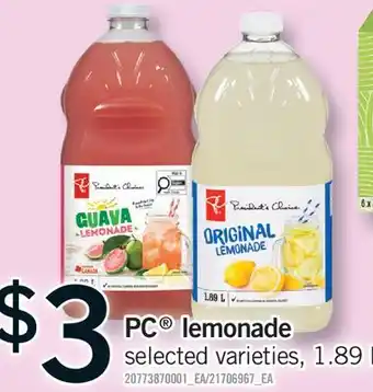 Fortinos PC LEMONADE offer