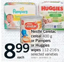 Fortinos NESTLÉ CERELAC CEREAL 400 G OR PAMPERS OR HUGGIES WIPES, 112-216'S offer