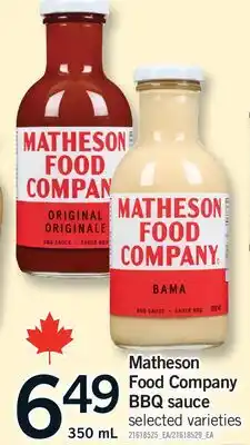 Fortinos MATHESON FOOD COMPANY BBQ SAUCE offer