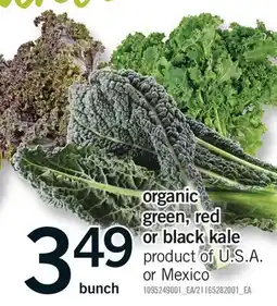 Fortinos ORGANIC GREEN, RED OR BLACK KALE, BUNCH offer