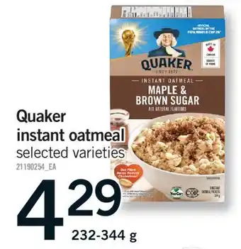 Fortinos QUAKER INSTANT OATMEAL offer