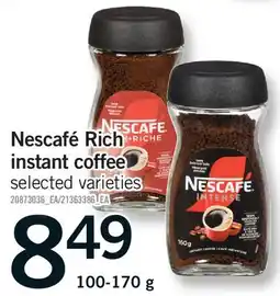 Fortinos NESCAFÉ RICH INSTANT COFFEE offer