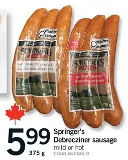 Fortinos SPRINGER'S DEBRECZINER SAUSAGE offer