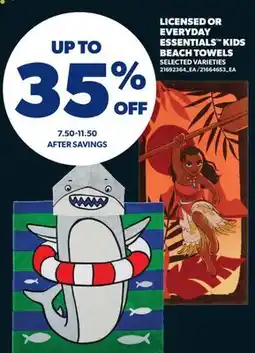 Real Canadian Superstore LICENSED OR EVERYDAY ESSENTIALS KIDS BEACH TOWELS offer