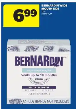 Real Canadian Superstore BERNARDIN WIDE MOUTH LIDS, 12' S offer