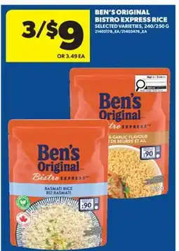 Real Canadian Superstore BEN'S ORIGINAL BISTRO EXPRESS RICE, 240/250 G offer