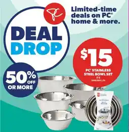 Real Canadian Superstore PC STAINLESS STEEL BOWL SET, 5'S offer