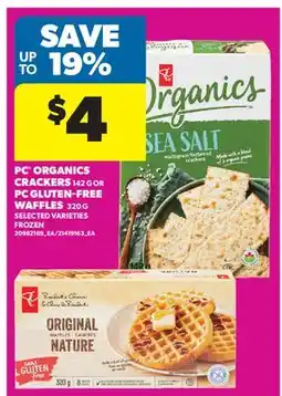 Real Canadian Superstore PC ORGANICS CRACKERS, 142 G OR PC GLUTEN-FREE WAFFLES, 320 G offer