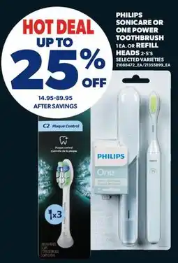 Real Canadian Superstore PHILIPS SONICARE OR ONE POWER TOOTHBRUSH 1 EA. OR REFILL HEADS 2-5' S offer