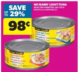 Real Canadian Superstore NO NAME LIGHT TUNA, 85/170 G offer