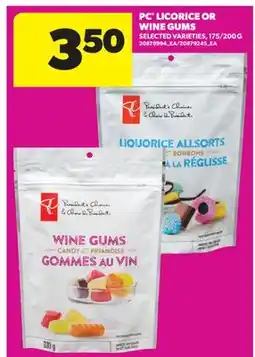 Real Canadian Superstore PC LICORICE OR WINE GUMS, 175/200 G offer