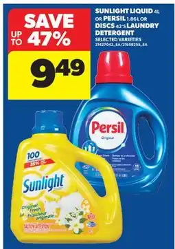 Real Canadian Superstore SUNLIGHT LIQUID 4L OR PERSIL 1.86 L OR DISCS 42' S LAUNDRY DETERGENT offer