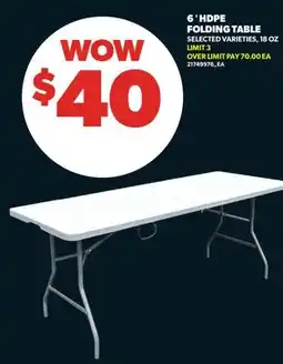 Real Canadian Superstore 6' HDPE FOLDING TABLE, 18 OZ offer