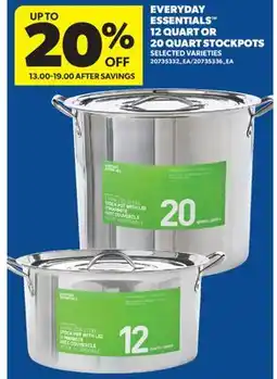 Real Canadian Superstore EVERYDAY ESSENTIALS 12 QUART OR 20 QUART STOCKPOTS offer