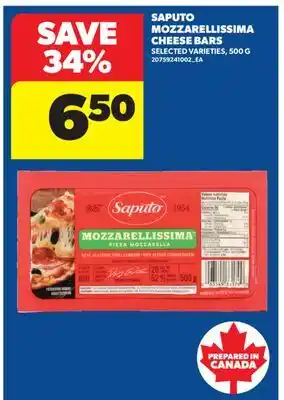 Real Canadian Superstore SAPUTO MOZZARELLISSIMA CHEESE BARS offer