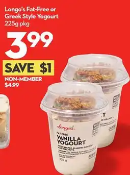 Longo's Fat-Free or Greek Style Yogourt offer