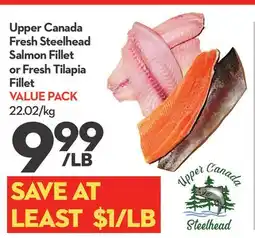 Longo's Upper Canada Fresh Steelhead Salmon Fillet or Fresh Tilapia Fillet offer