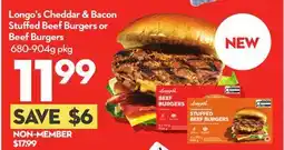 Longo's Cheddar & Bacon Stuffed Beef Burgers or Beef Burgers offer