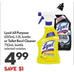 Longo's All Purpose 650mL-1.2L bottle or Toilet Bowl Cleaner 710mL bottle offer