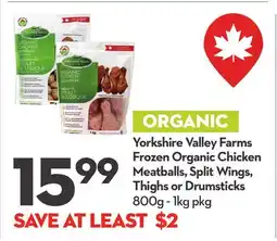 Longo's Frozen Organic Chicken Meatballs, Split Wings, Thighs or Drumsticks offer